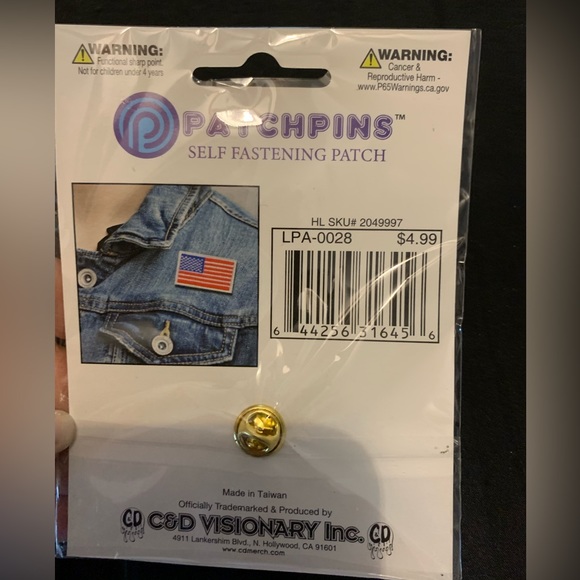 New PATCH PINS American Flag 2 x 1.25 Embroidered Self Fastening Patch USA Flair - Picture 2 of 4